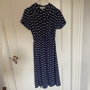 Dachshund print collared dress